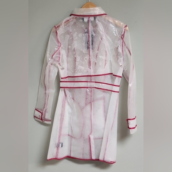 Forever Audrey Clear Rain Coat With Red Trim NWT Multiple Sizes - Picture 3 of 5